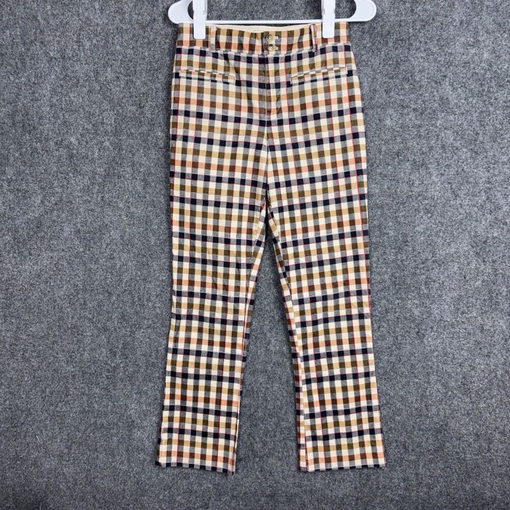 Anthropolgie Pants Womens Size 0 Plaid Skinny Kick Flare Corduroy